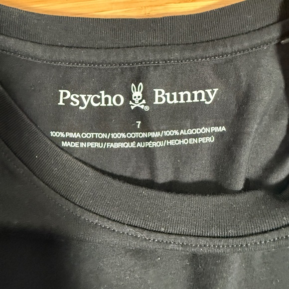 🐰 Psycho Bunny Men's T-Shirt Size 7 (XXL) Black Big Logo Pima Cotton Graphic Tee - Picture 5 of 7